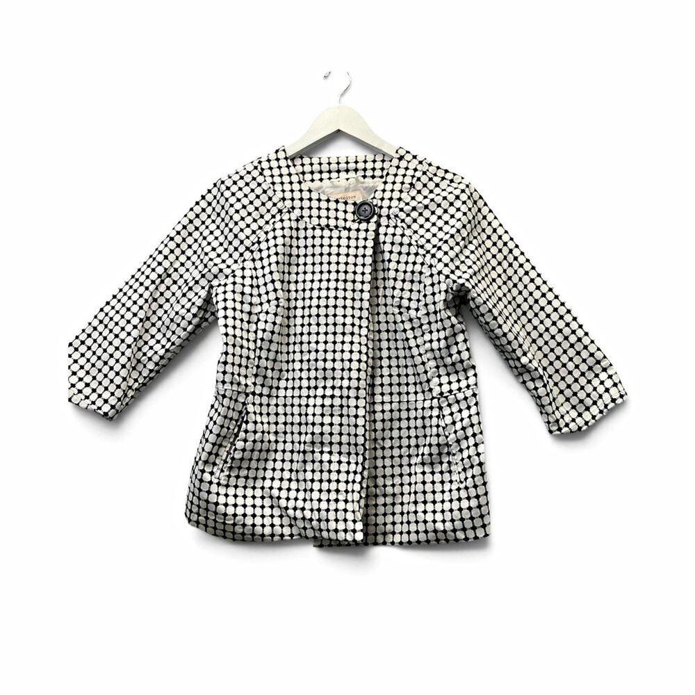 Covington Womens Size S Black White Geometric Lined Button Front Jacket 3/4